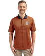 Detroit Tigers Cutter & Buck Virtue Eco Pique Micro Stripe Recycled Mens Polo College Orange/Navy Blue Front