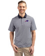 Buffalo Bills Cutter & Buck Virtue Eco Pique Micro Stripe Recycled Mens Polo Navy Blue/White Front