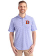 Denver Broncos Historic Cutter & Buck Virtue Eco Pique Botanical Print Recycled Mens Polo Chelan Blue Front