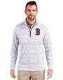 Boston Red Sox Cutter & Buck Traverse Stretch Eco Camo Print Quarter Zip Mens Big and Tall Pullover Charcoal Front