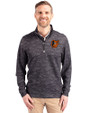 Baltimore Orioles Cutter & Buck Traverse Stretch Eco Camo Print Quarter Zip Mens Big and Tall Pullover Black Front