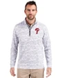 Philadelphia Phillies Cutter & Buck Traverse Stretch Eco Camo Print Quarter Zip Mens Big and Tall Pullover Charcoal Front
