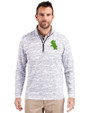 Chicago White Sox Cutter & Buck Traverse Stretch Eco Camo Print Quarter Zip Mens Big and Tall Pullover Charcoal Front
