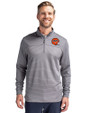Cincinnati Bengals Historic Cutter & Buck Traverse Stretch Eco Stripe Quarter Zip Mens Pullover Elemental Grey Front