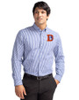 Denver Broncos Historic Cutter & Buck Easy Care Stretch Gingham Mens Big and Tall Long Sleeve Dress Shirt Tour Blue Front