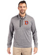 Denver Broncos Historic Cutter & Buck Stealth Heathered Mens Big and Tall  Quarter Zip Pullover Elemental Grey Front