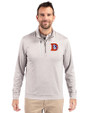Denver Broncos Historic Cutter & Buck Stealth Heathered Mens Big and Tall  Quarter Zip Pullover Polished Medium Gray Front
