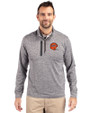 Cincinnati Bengals Historic Cutter & Buck Stealth Heathered Mens Big and Tall  Quarter Zip Pullover Elemental Grey Front