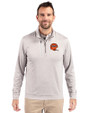 Cincinnati Bengals Historic Cutter & Buck Stealth Heathered Mens Big and Tall  Quarter Zip Pullover Polished Medium Gray Front