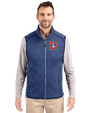 Denver Broncos Historic Cutter & Buck Mainsail Sweater-Knit Mens Full Zip Vest Tour Blue Heather Front