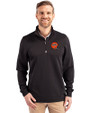 Cincinnati Bengals Historic Cutter & Buck Traverse Stretch Eco Quarter Zip Mens Big and Tall Pullover Black Front