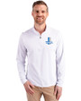 Detroit Lions Historic Cutter & Buck Virtue Recycled Featherlight Pique Mens Big & Tall Quarter Zip Pullover White Front