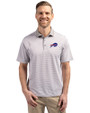Buffalo Bills Cutter & Buck Virtue Eco Pique Micro Stripe Recycled Mens Big & Tall Polo Polished/White Front