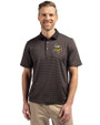 Minnesota Vikings Cutter & Buck Virtue Eco Pique Micro Stripe Recycled Mens Big & Tall Polo Black/Elemental Grey Front