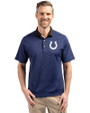 Indianapolis Colts Cutter & Buck Virtue Eco Pique Micro Stripe Recycled Mens Big & Tall Polo Tour Blue/Black Front