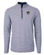 Milwaukee Brewers Cutter & Buck Virtue Eco Pique Micro Stripe Recycled Mens Big & Tall Quarter Zip NVBW_MANN_HG 1