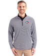 Toronto Blue Jays Cutter & Buck Virtue Eco Pique Micro Stripe Recycled Mens Big & Tall Quarter Zip Navy Blue/White Front
