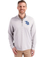 Tampa Bay Rays Cutter & Buck Virtue Eco Pique Micro Stripe Recycled Mens Quarter Zip Polished/White Front