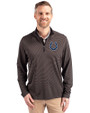 Indianapolis Colts Cutter & Buck Virtue Eco Pique Micro Stripe Recycled Mens Quarter Zip Black/Elemental Grey Front