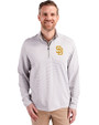 San Diego Padres Cutter & Buck Virtue Recycled Micro Stripe Featherlight Pique Mens Quarter Zip Pullover Polished/White Front