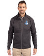 Detroit Lions Historic Cutter & Buck Mainsail Sweater-Knit Mens Big and Tall Full Zip Jacket Charcoal Heather Front