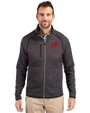Buffalo Bills Historic Cutter & Buck Mainsail Sweater-Knit Mens Big and Tall Full Zip Jacket Charcoal Heather Front