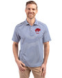 Buffalo Bills Historic Cutter & Buck Virtue Eco Pique Stripe Recycled Mens Polo Tour Blue Front