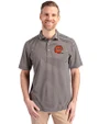Cincinnati Bengals Historic Cutter & Buck Virtue Eco Pique Stripe Recycled Mens Polo Black Front