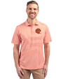 Cincinnati Bengals Historic Cutter & Buck Virtue Eco Pique Stripe Recycled Mens Polo College Orange Front