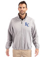 Kansas City Royals Cutter & Buck Charter Eco Recycled Mens Full-Zip Jacket Polished Medium Gray Front