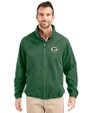 Green Bay Packers Cutter & Buck Charter Eco Recycled Mens Full-Zip Jacket Hunter Green Front