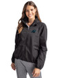 Carolina Panthers Cutter & Buck Charter Eco Recycled Womens Full-Zip Jacket Black Front