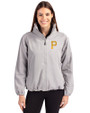 Pittsburgh Pirates Cutter & Buck Charter Eco Recycled Womens Full-Zip Jacket Polished Medium Gray Front