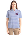 New York Giants Cutter & Buck Virtue Eco Pique Stripe Recycled Womens Top Tour Blue Front