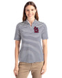 St. Louis Cardinals- Cutter & Buck Virtue Eco Pique Stripe Recycled Womens Top Navy Blue Front