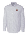 Chicago Bears Historic Cutter & Buck Stretch Oxford Stripe Mens Long Sleeve Dress Shirt Light Blue Mannequin