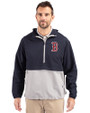 Boston Red Sox Cutter & Buck Charter Eco Recycled Mens Anorak Jacket Navy Blue/Polished Front