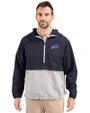 Buffalo Bills Cutter & Buck Charter Recycled Packable Mens Half Zip Anorak Jacket Navy Blue/Polished Front