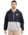 Houston Astros Cutter & Buck Charter Eco Recycled Mens Anorak Jacket Navy Blue/Polished Front