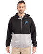 Detroit Lions Cutter & Buck Charter Eco Recycled Mens Anorak Jacket Black/Polished Front