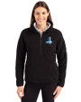 Detroit Lions Historic Cutter & Buck Cascade Epic Comfort Recycled Sherpa Fleece Womens Pullover Jacket Black Front