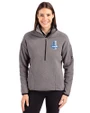 Detroit Lions Historic Cutter & Buck Cascade Epic Comfort Recycled Sherpa Fleece Womens Pullover Jacket Elemental Grey/Black Front