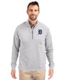 Detroit Tigers Cutter & Buck Adapt Eco Knit Heather Mens Quarter Zip Pullover Polished Heather Front