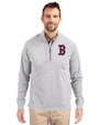 Boston Red Sox Cutter & Buck Adapt Eco Knit Heather Mens Quarter Zip Pullover Polished Heather Front