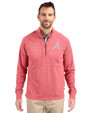 Atlanta Braves Cutter & Buck Adapt Eco Knit Heather Mens Quarter Zip Pullover Cardinal Red Heather Front