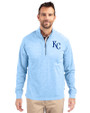 Kansas City Royals Cutter & Buck Adapt Eco Knit Heather Mens Quarter Zip Pullover Atlas Heather Front