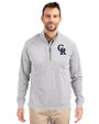 Colorado Rockies Cutter & Buck Adapt Eco Knit Heather Mens Quarter Zip Pullover Polished Heather Front