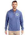 Indianapolis Colts Cutter & Buck Adapt Eco Knit Heather Mens Quarter Zip Pullover Tour Blue Heather Front