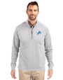 Detroit Lions Cutter & Buck Adapt Recycled Soft Knit Stretch Mens Heathered Quarter Zip Pullover  Polished Heather Front