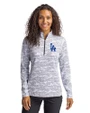 Los Angeles Dodgers Cutter & Buck Traverse Stretch Eco Camo Print Quarter Zip Womens Pullover Charcoal Front